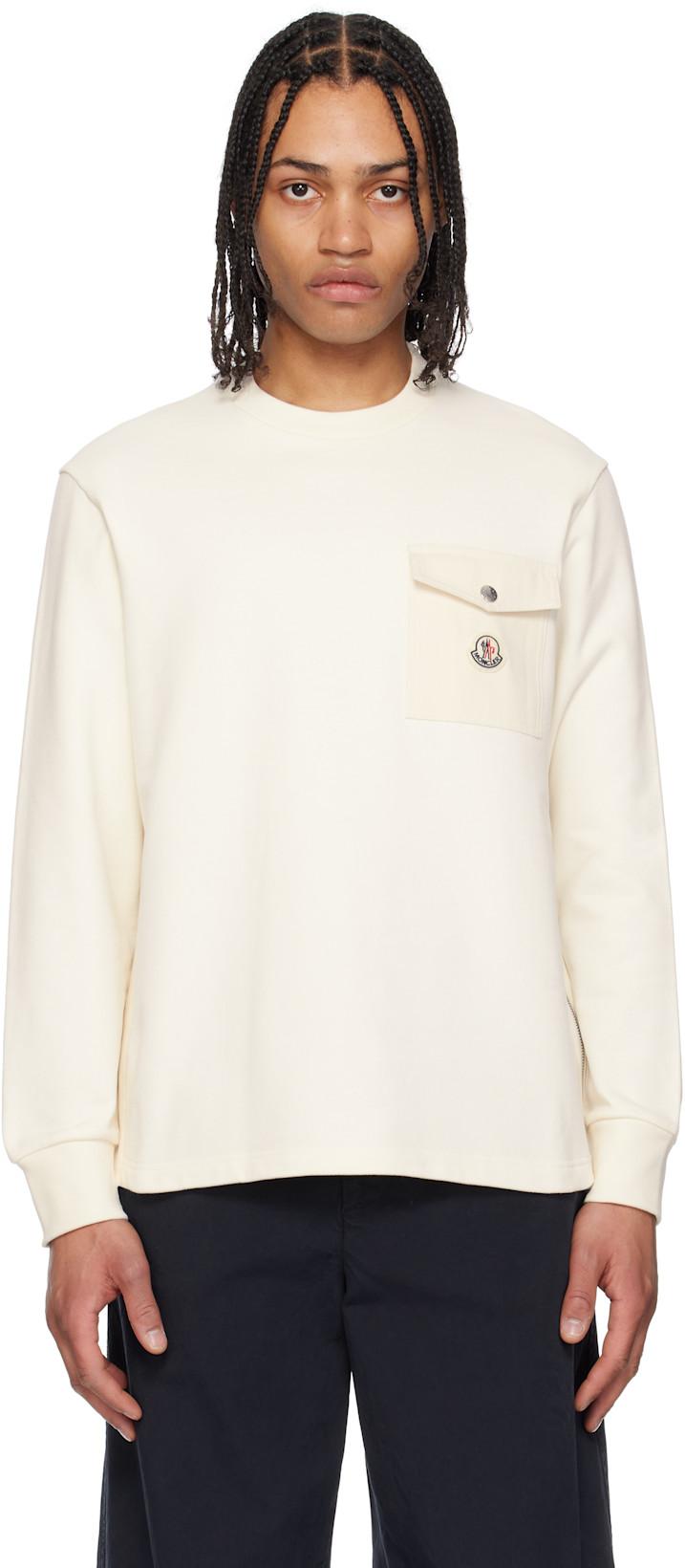 Off-White Cotton Pocket Sweatshirt by MONCLER