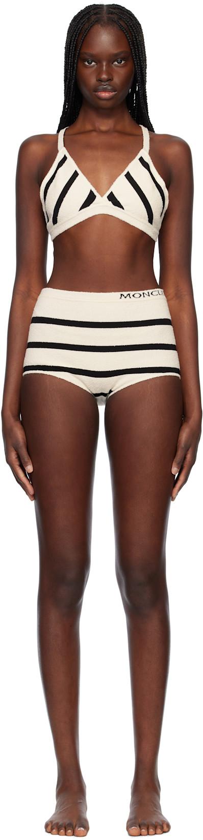Off-White & Black Knit Bikini by MONCLER