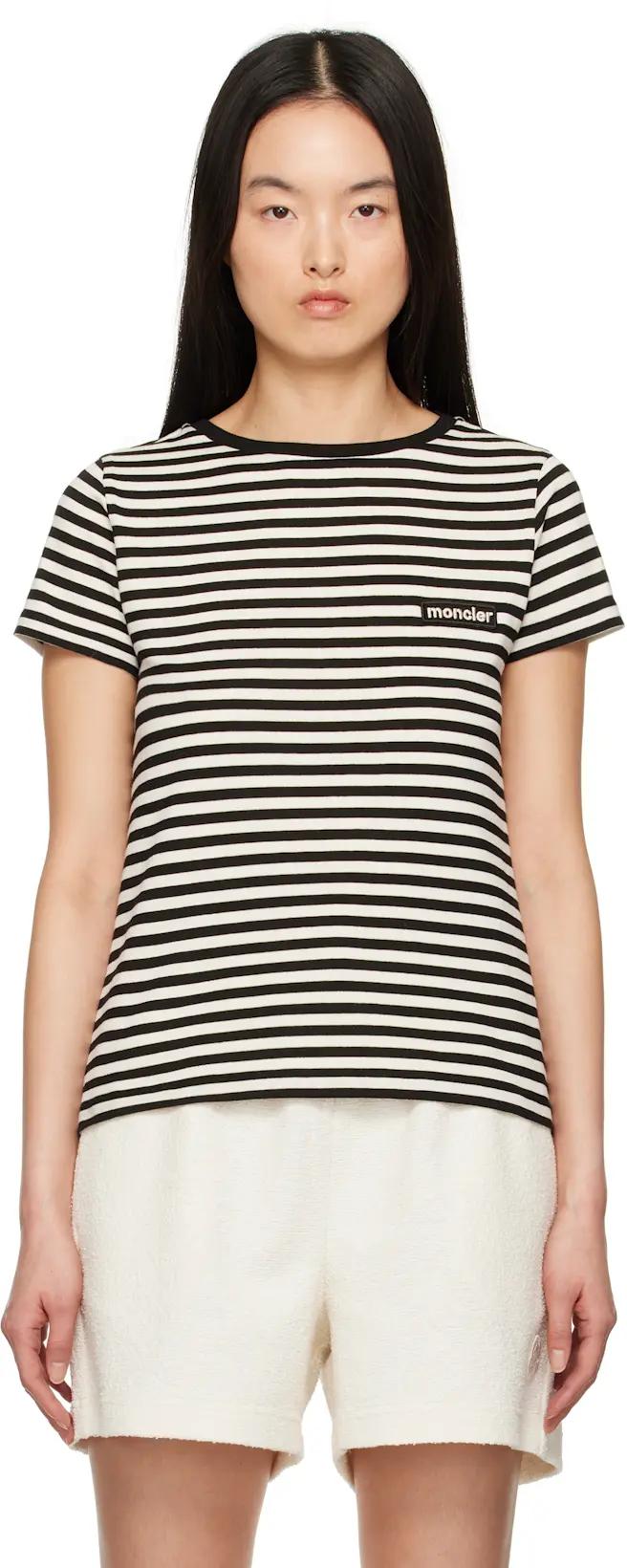 Off-White & Black Striped T-shirt by MONCLER