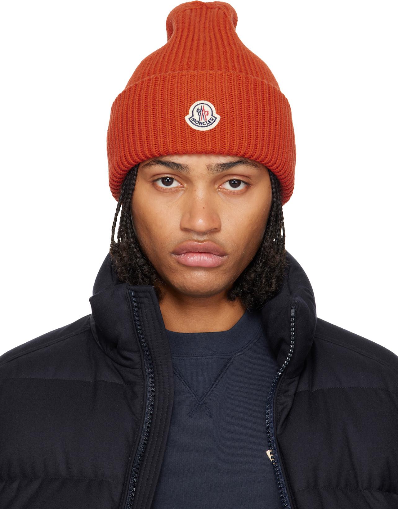 Orange Wool & Cashmere Beanie by MONCLER