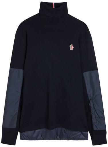 Panelled roll neck wool-blend jumper by MONCLER