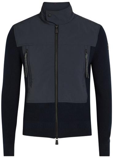 Panelled shell and cotton-knit jacket by MONCLER