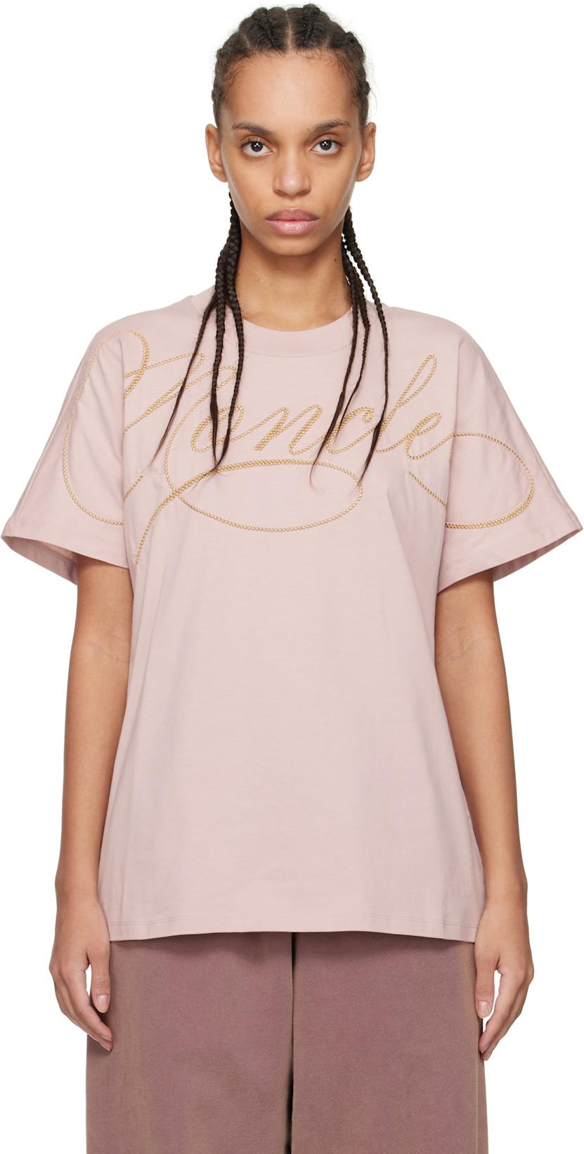 Pink S/S Logo T-shirt by MONCLER