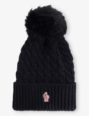 Pom-Pom Cable-Knit Wool Beanie Hat by MONCLER