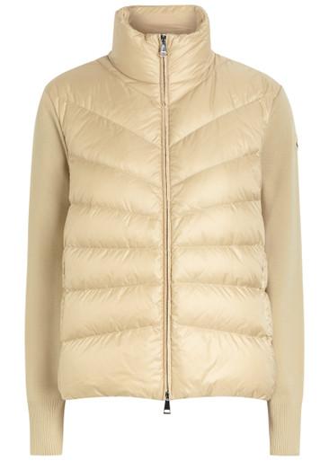 Quilted shell and wool-knit cardigan by MONCLER
