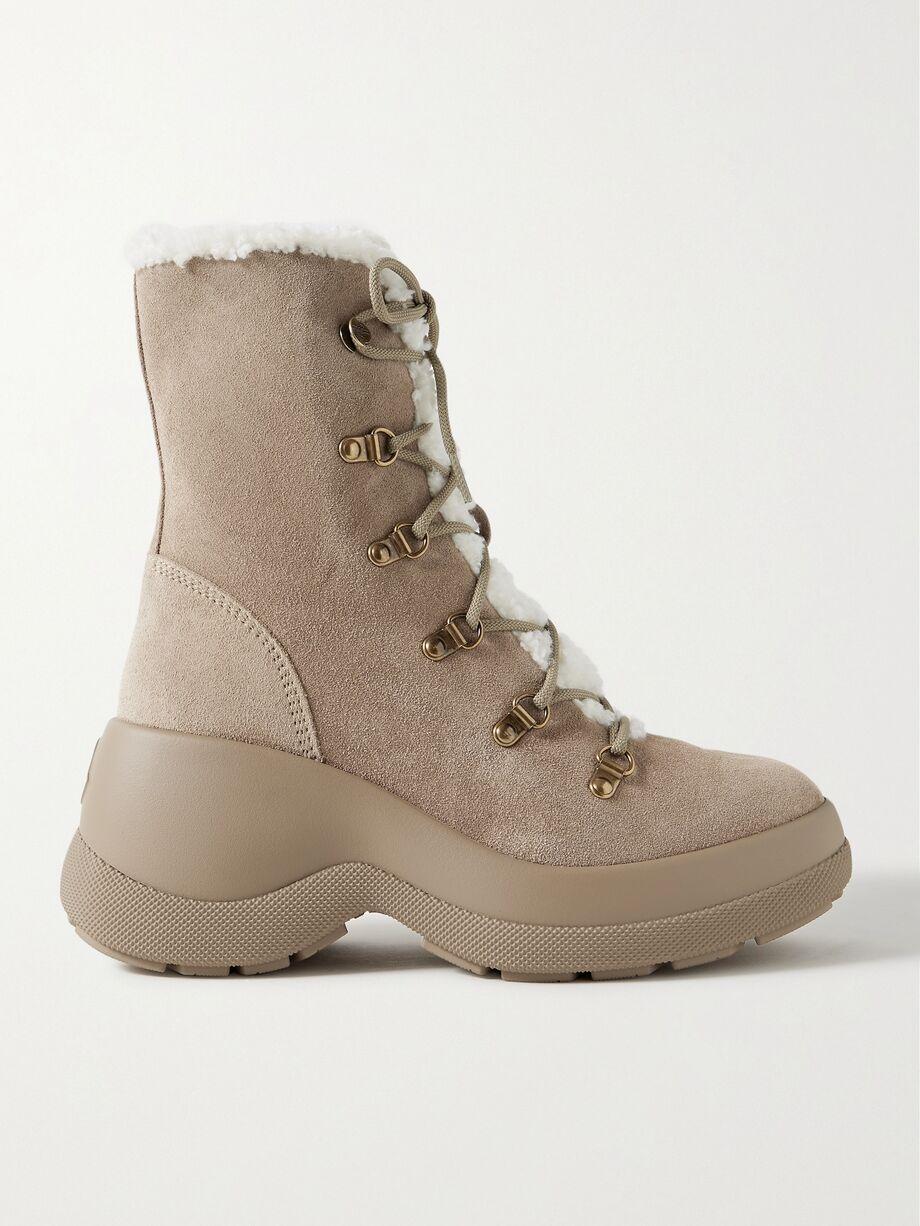 Resile Trek plush-trimmed suede ankle boots by MONCLER