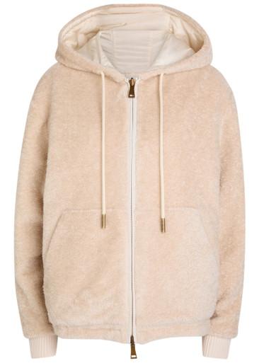 Reversible hoodied fleece and shell cardigan by MONCLER