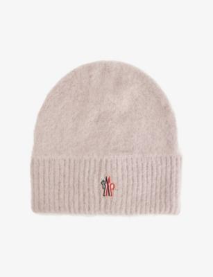 Ribbed Logo-Patch Alpaca Beanie Hat by MONCLER
