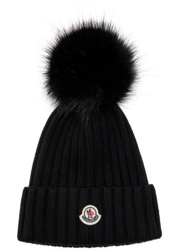 Ribbed wool bobble hat by MONCLER