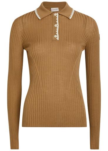 Ribbed wool polo top by MONCLER