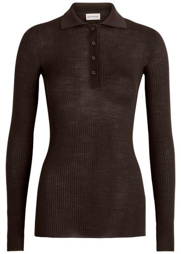 Ribbed wool polo top by MONCLER