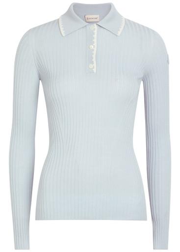 Ribbed wool polo top by MONCLER