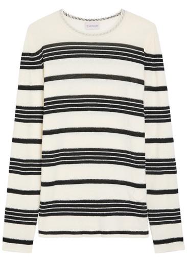 Striped fine-knit cotton-blend T-shirt by MONCLER