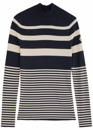Striped-intarsia ribbed wool top by MONCLER