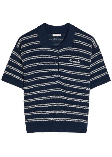Striped logo terry polo shirt by MONCLER
