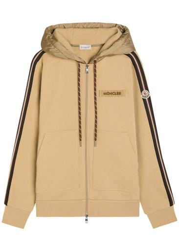 Striped-trim hoodied cotton sweatshirt by MONCLER