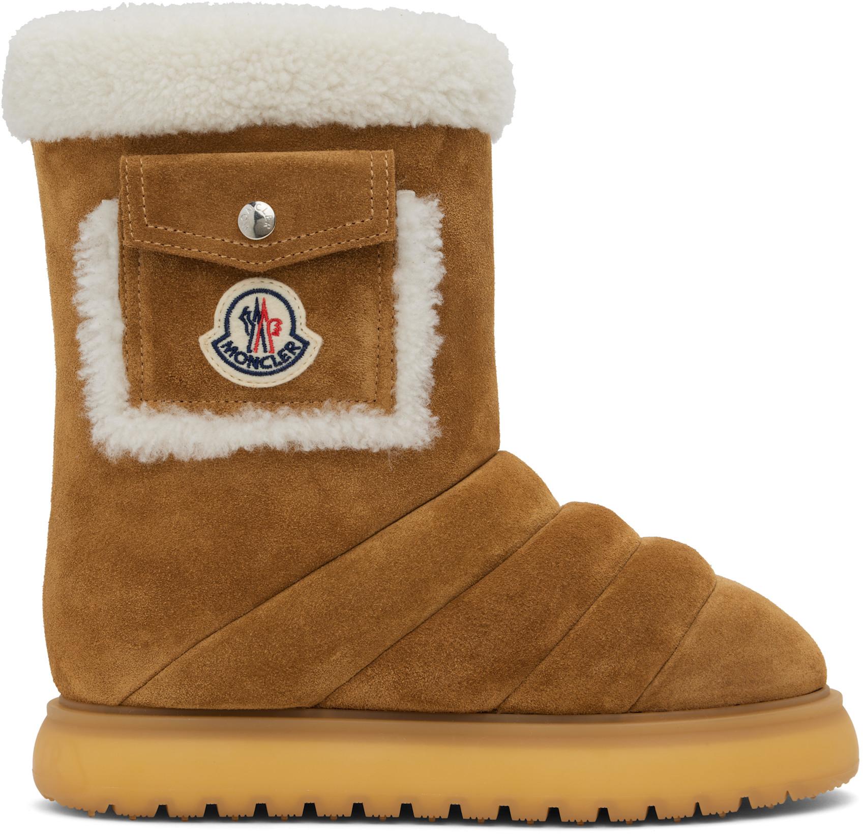 Tan Gaia Pocket Mid Snow Boots by MONCLER