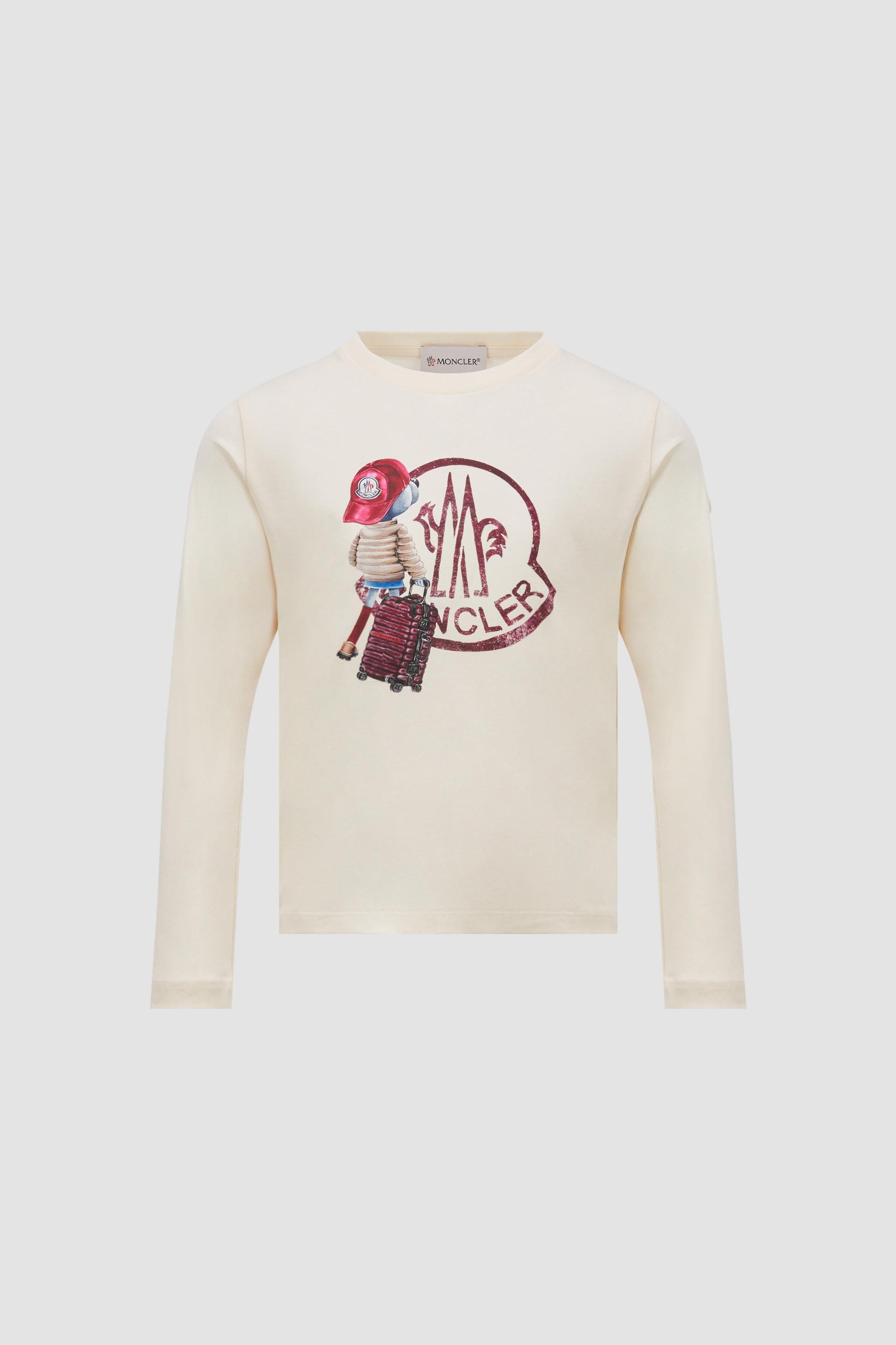 Teddy Bear Logo Long Sleeve Cotton T-Shirt by MONCLER