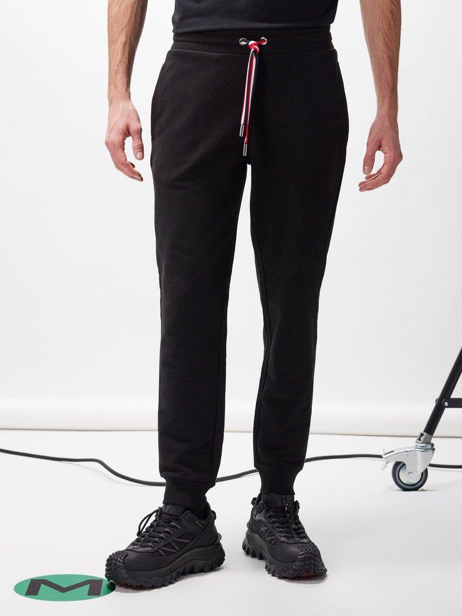 Tricolour drawstring brushed-cotton track pants by MONCLER