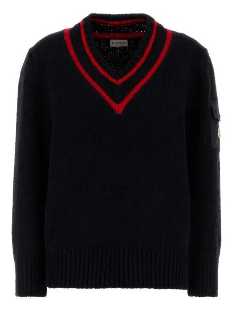 V-neck patch-pocket jumper by MONCLER