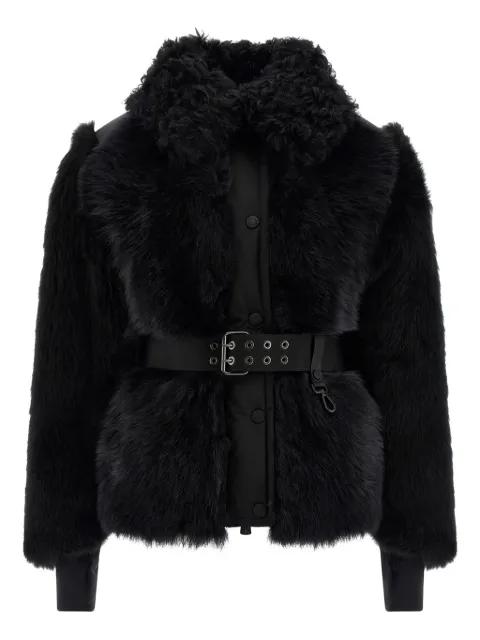 Valdivian shearling belted-waist faux-fur jacket by MONCLER