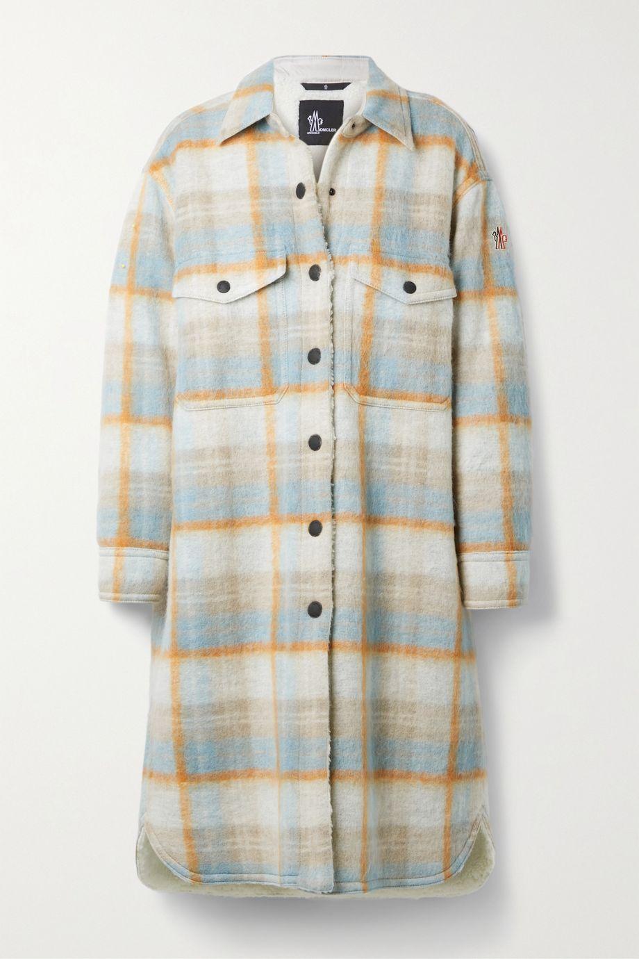 Vanay checked brushed wool-blend felt coat by MONCLER