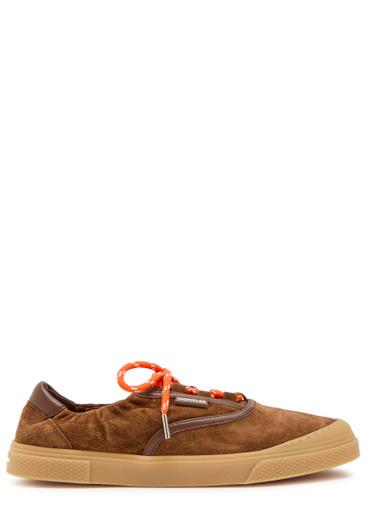 Vera Leisure leather-trim suede sneakers by MONCLER