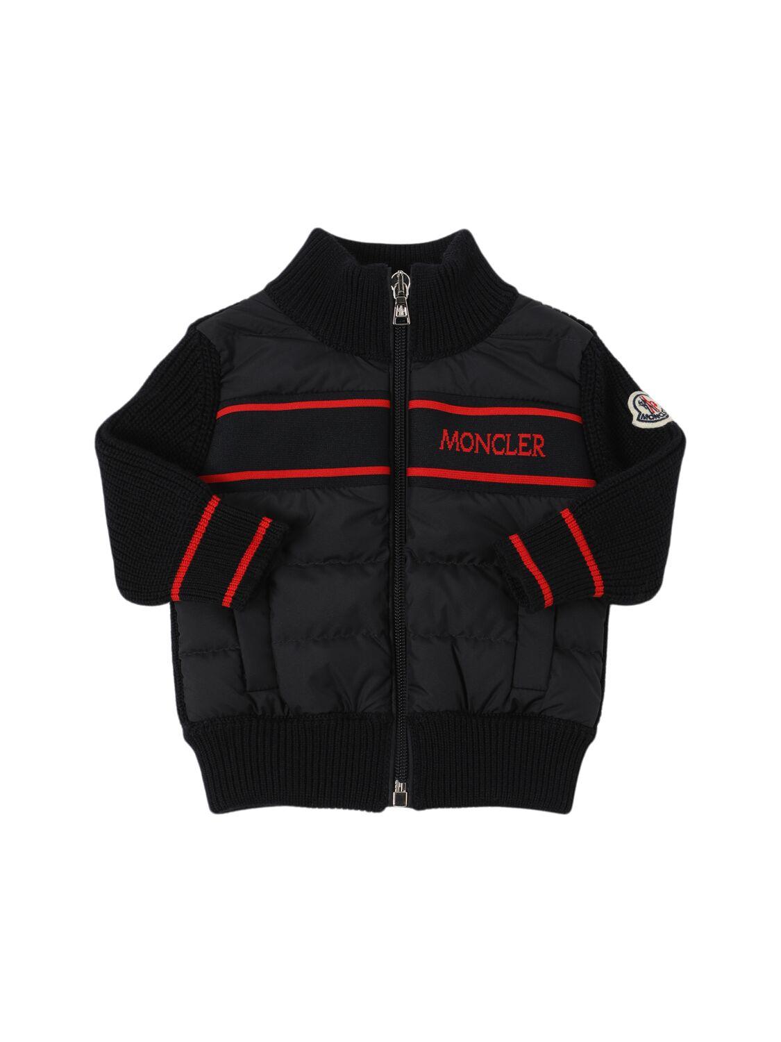 Virgin Wool & Tech Down Cardigan by MONCLER