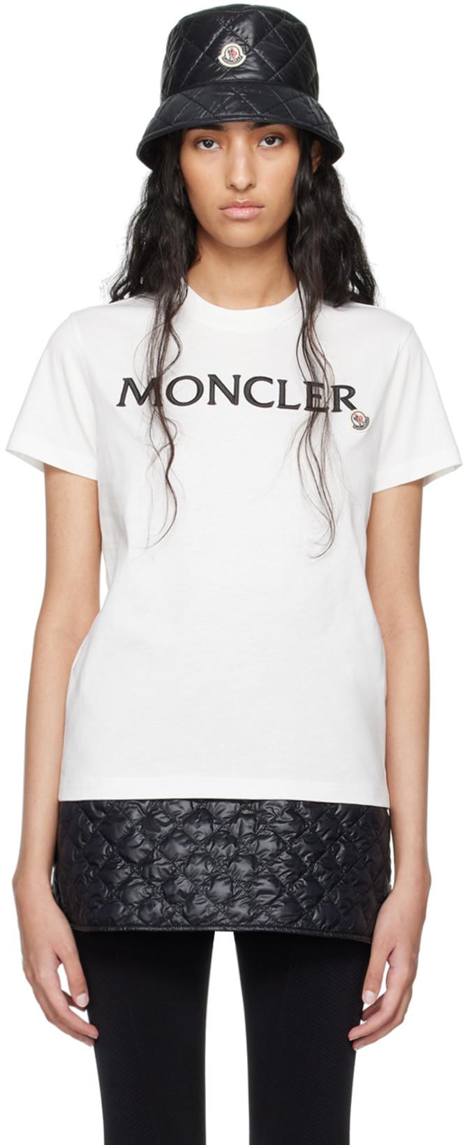 White Embroidered Logo T-Shirt by MONCLER