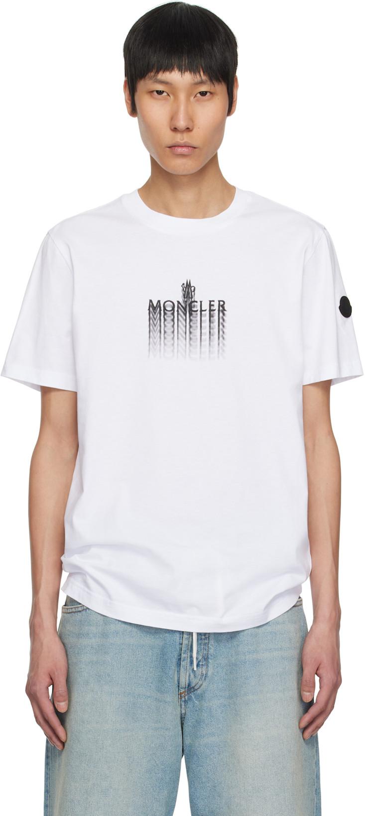 White Faded Logo Cotton T-shirt by MONCLER