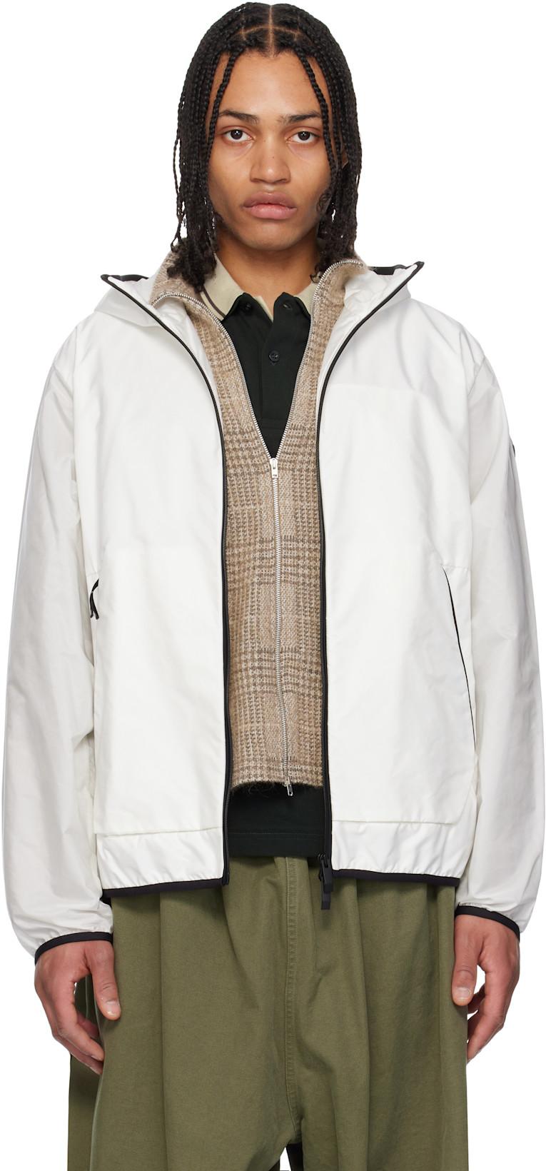 White Grainer Hooded Windbreaker Jacket by MONCLER