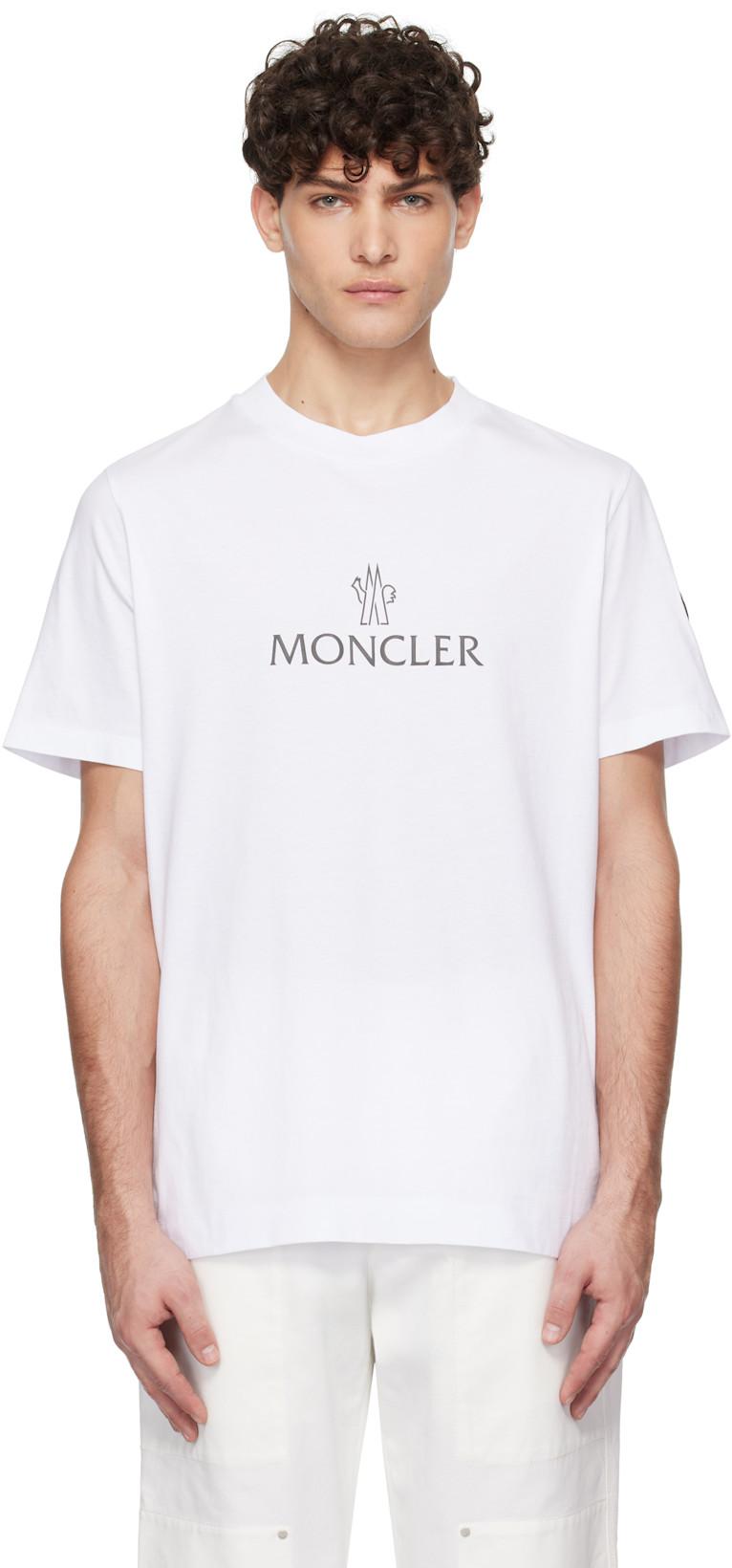 White Logo Cotton T-shirt by MONCLER