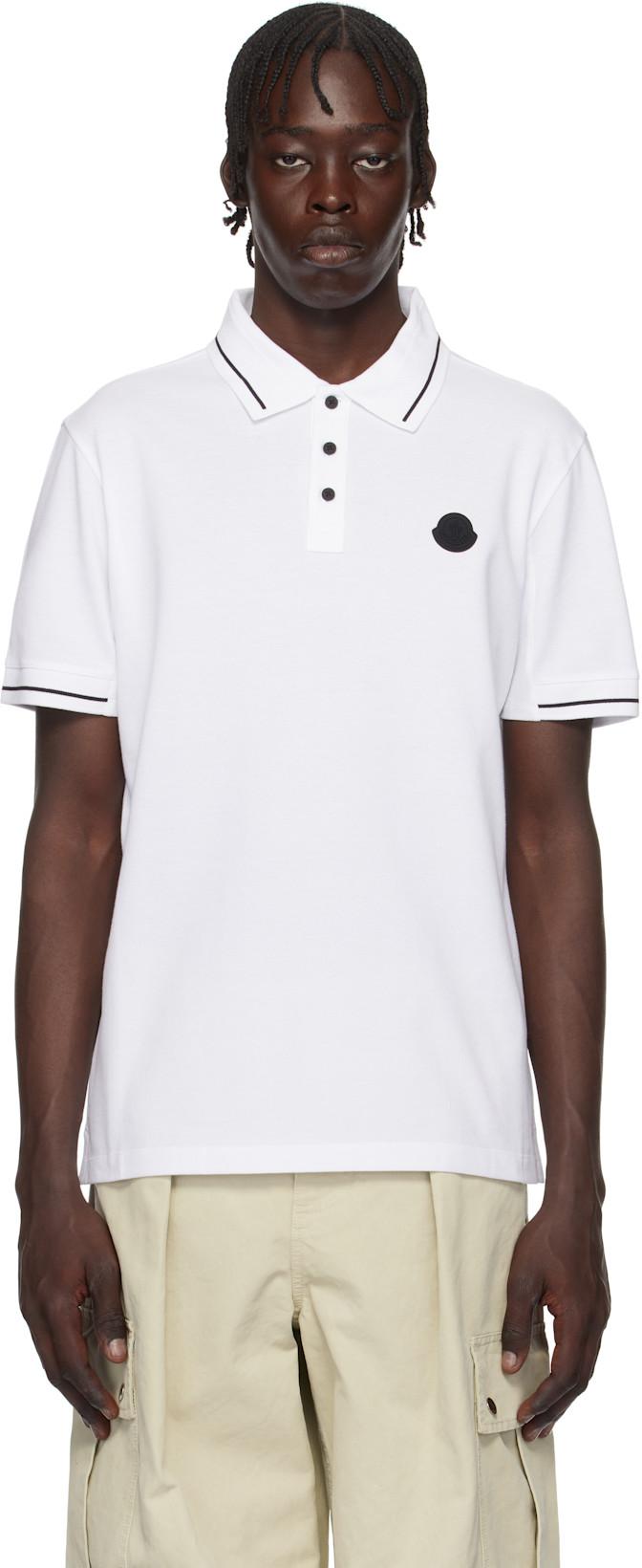 White Logo Patch Cotton Polo by MONCLER