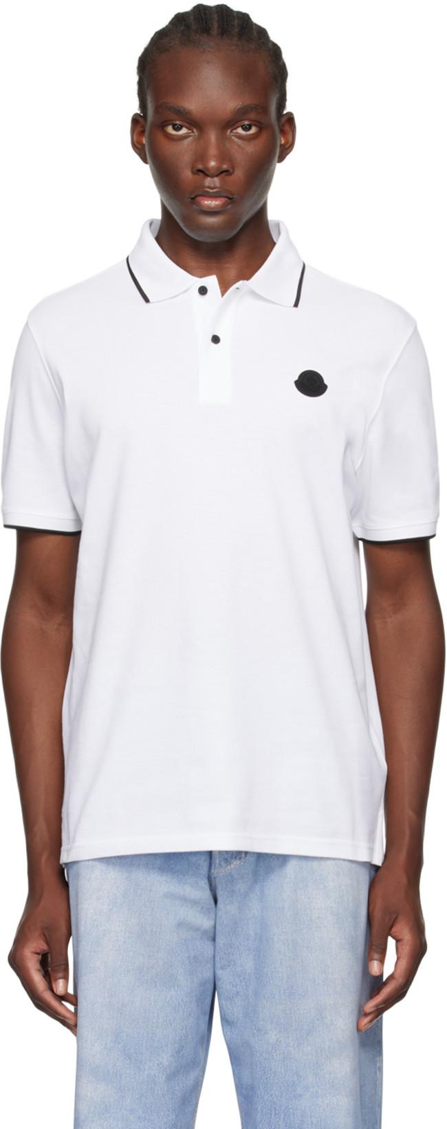 White Logo Patch Polo by MONCLER