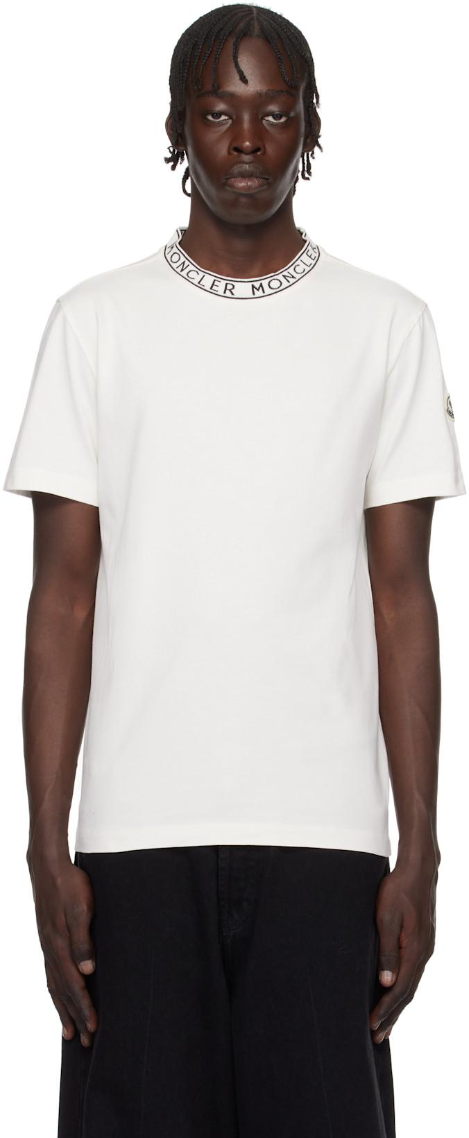 White Logo-Trimmed Cotton T-shirt by MONCLER