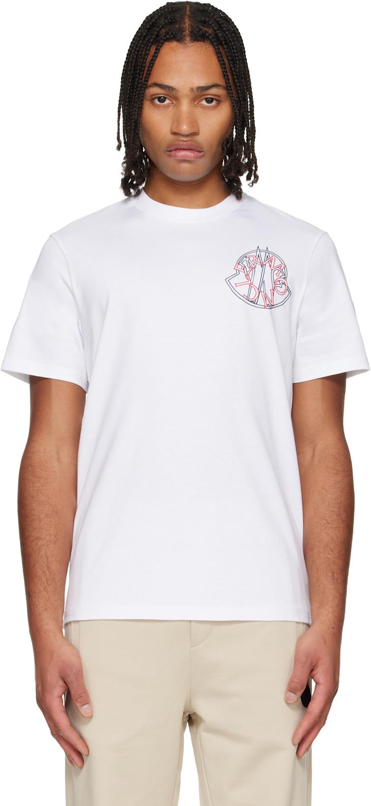 White Overlapped Logo Cotton T-shirt by MONCLER