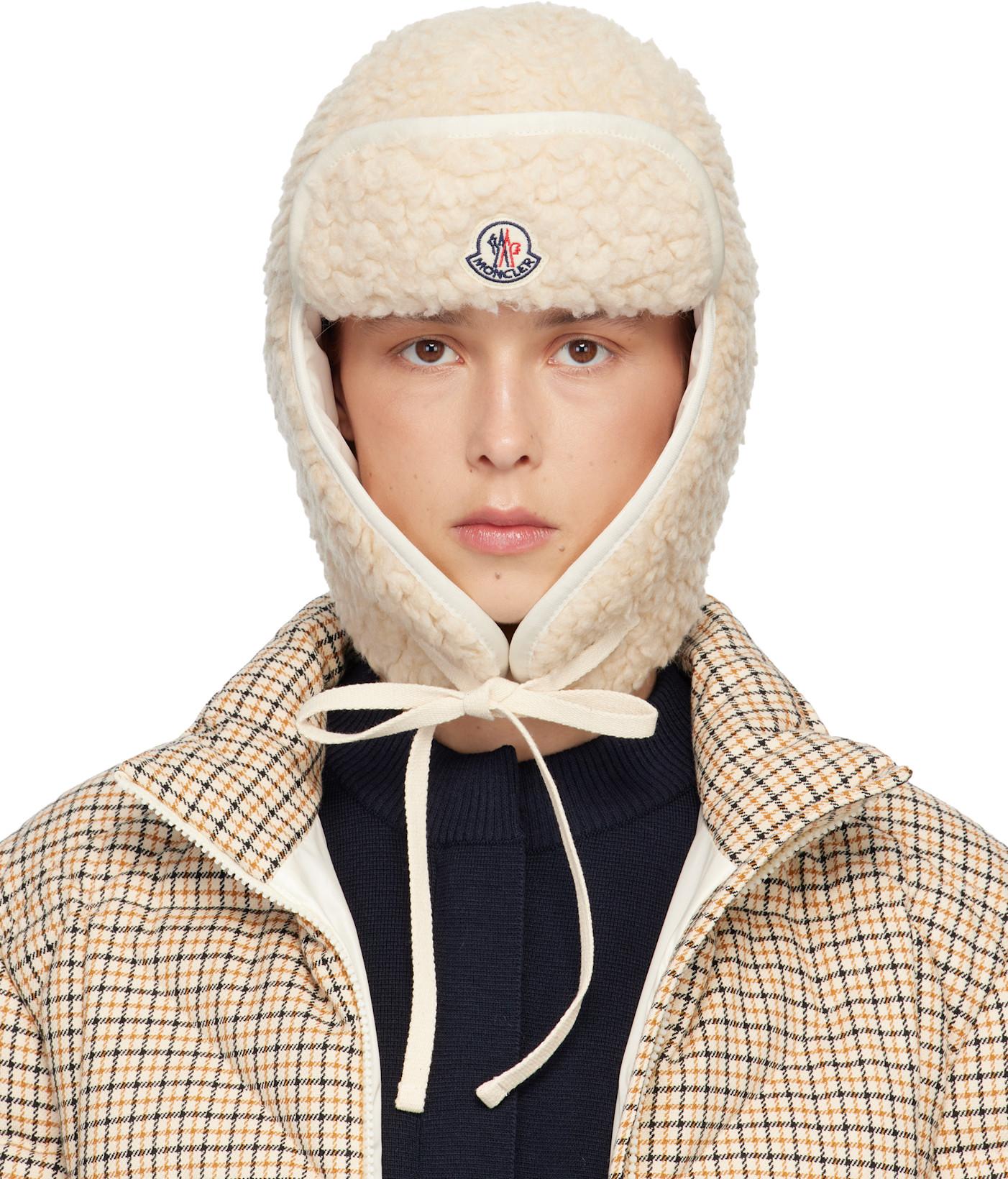 White Teddy Reversible Hat by MONCLER