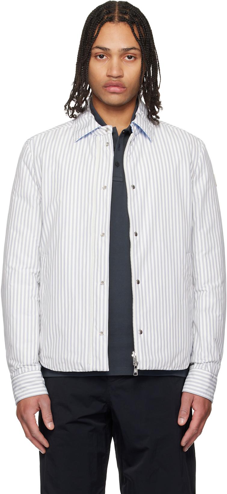 White & Blue Reversible Down Shirt Jacket by MONCLER