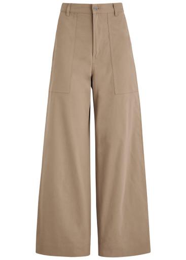 Wide-leg stretch-cotton trousers by MONCLER