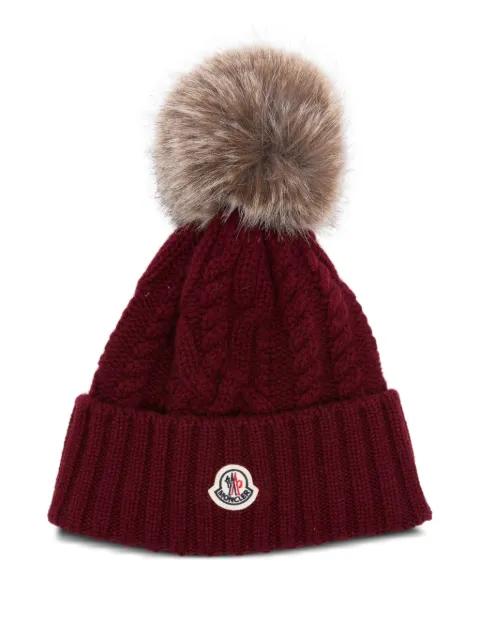 cable-knit pom-pom beanie hat by MONCLER