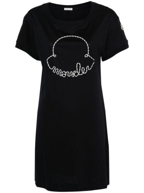 corded-logo cotton mini dress by MONCLER