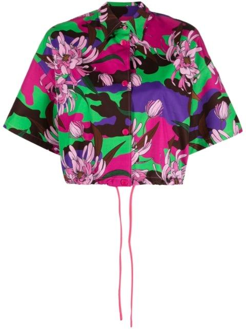 floral-print cropped shirt by MONCLER