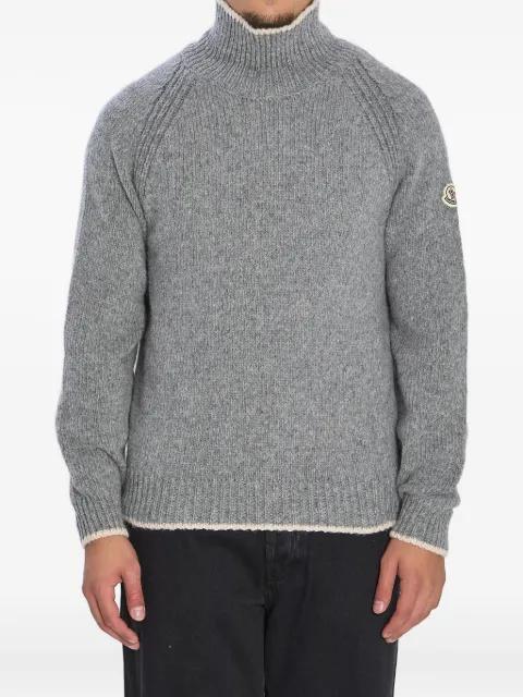 high-neck logo-patch sweater by MONCLER