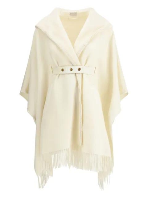 hoodied fringed-hem cape by MONCLER