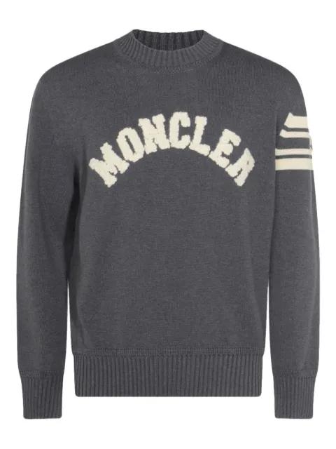 logo-embroidered striped-sleeve sweater by MONCLER