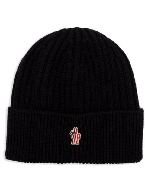 logo-patch beanie hat by MONCLER