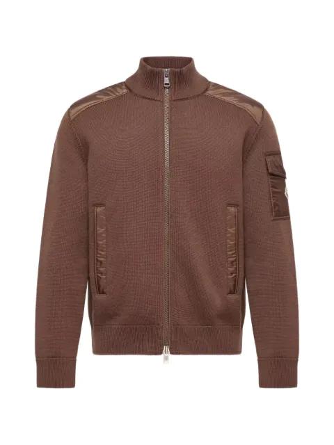 logo-patch panelled cardigan by MONCLER
