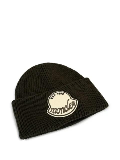 logo-patch ribbed beanie by MONCLER