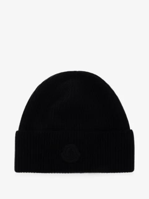 logo-patch ribbed-knit beanie hat by MONCLER