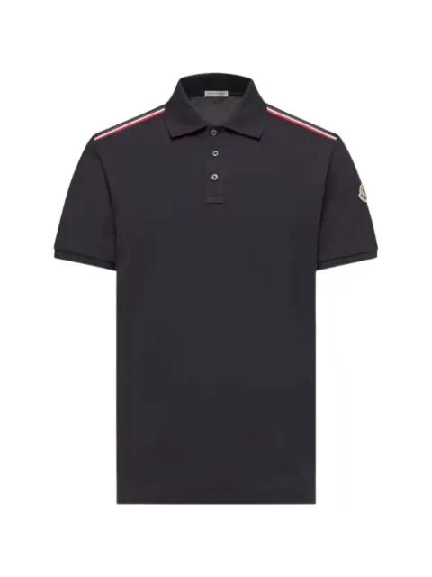 logo-patch striped-trim polo shirt by MONCLER